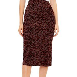 LOFT Leopard Knit Pencil Skirt Elastic Waist XL